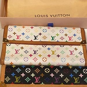 Authentic LOUIS VUITTON International Trifold Wallet Monogram Multi White